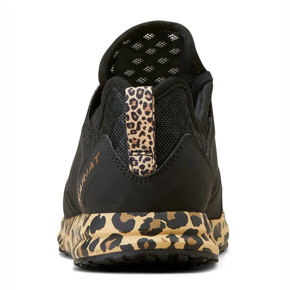 10042462 Ariat Women's Fuse Shoe - Black Mesh with Leopard Print Sole
