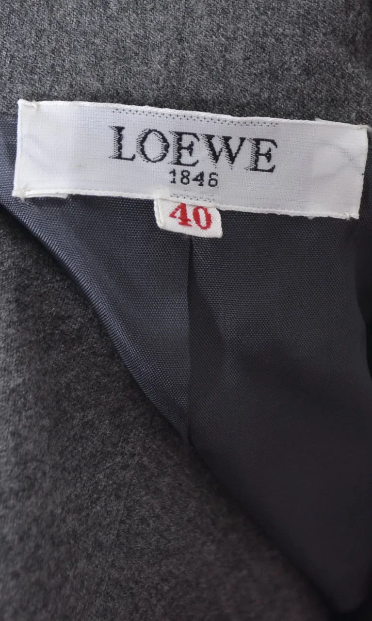 1970's Loewe Spain Vintage Skirt Suit Gray Wool