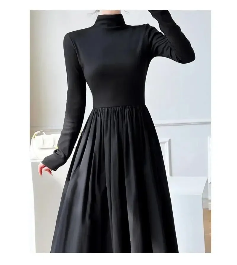 2024 New Slim Long Sleeve Elegant Dress Autumn Winter Thin Casual Temperament Pullovers Women's Clothing Office Lady Simplicity