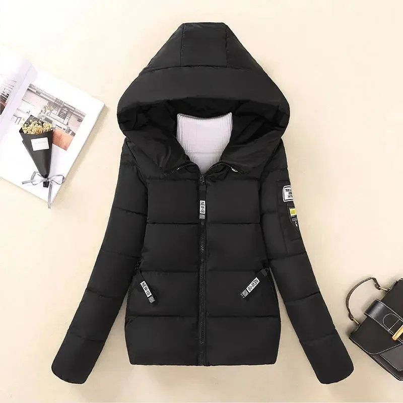 2024 New Winter Jacket for Women – Hooded Short Parkas with Warm Thickened Padding, Korean-Style Loose Cotton Outwear