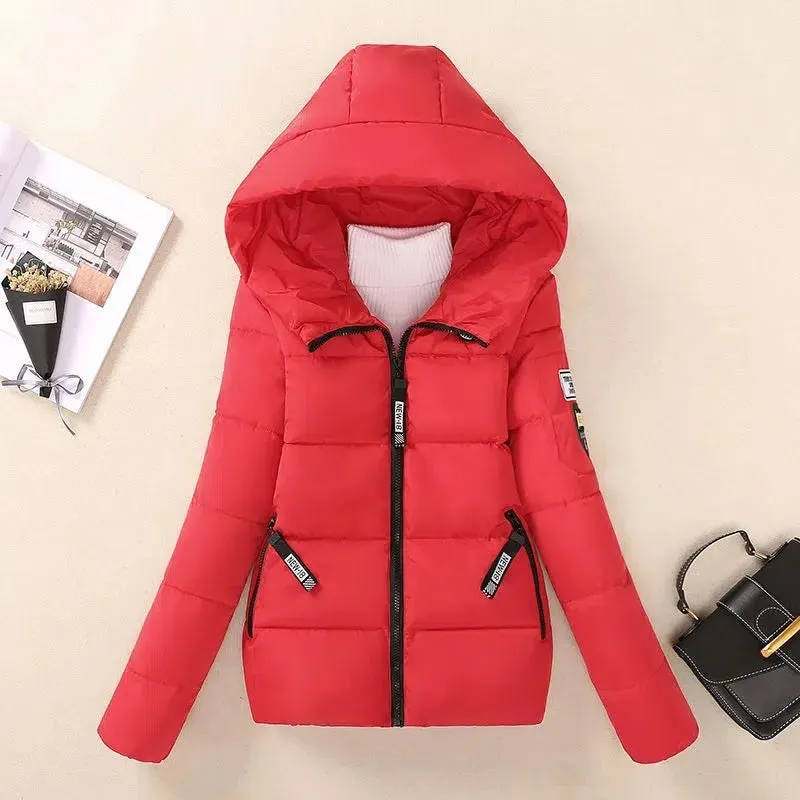 2024 New Winter Jacket for Women – Hooded Short Parkas with Warm Thickened Padding, Korean-Style Loose Cotton Outwear