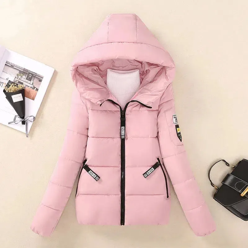 2024 New Winter Jacket for Women – Hooded Short Parkas with Warm Thickened Padding, Korean-Style Loose Cotton Outwear