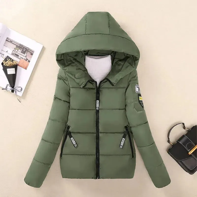 2024 New Winter Jacket for Women – Hooded Short Parkas with Warm Thickened Padding, Korean-Style Loose Cotton Outwear