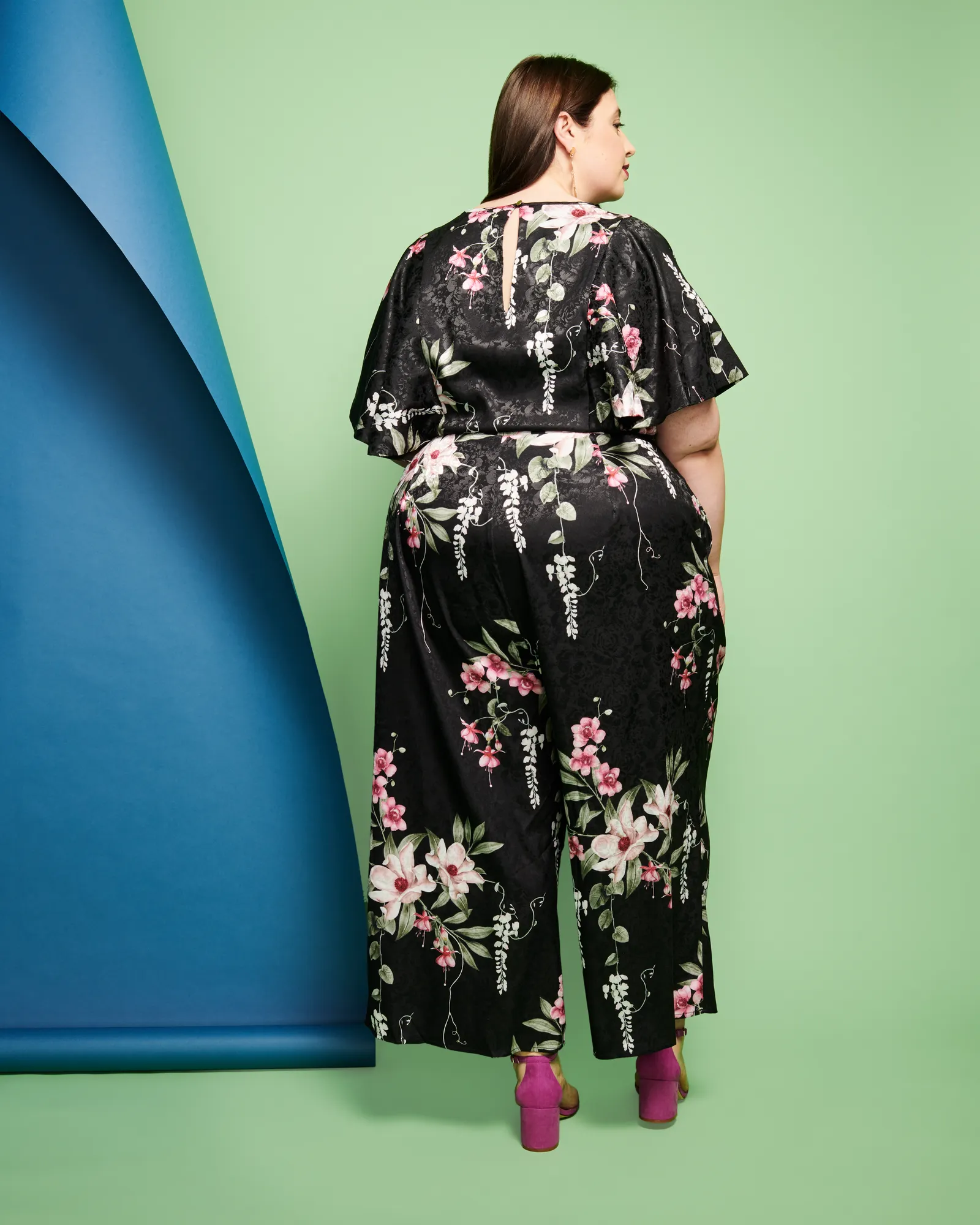 Addison Short Sleeve Jumpsuit | Navy / Pink