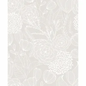 Alannah Botanical Wallpaper in Bone from the Bluebell Collection