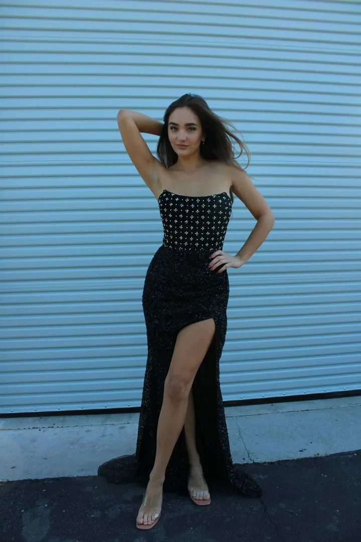 Aleta 1278 Long Fitted Beaded Formal Prom Dress
