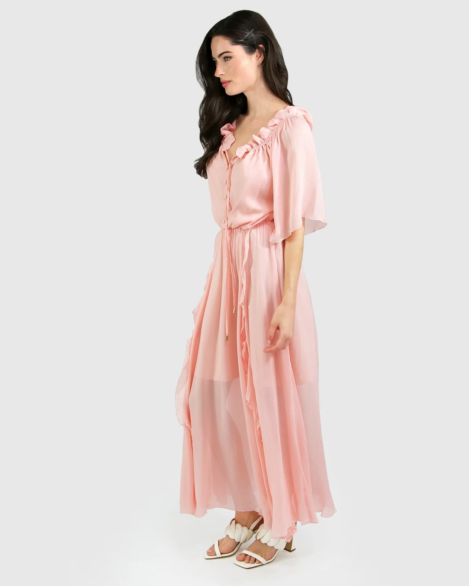 Amour Amour Ruffled Midi Dress - Desert Rose FINAL SALE