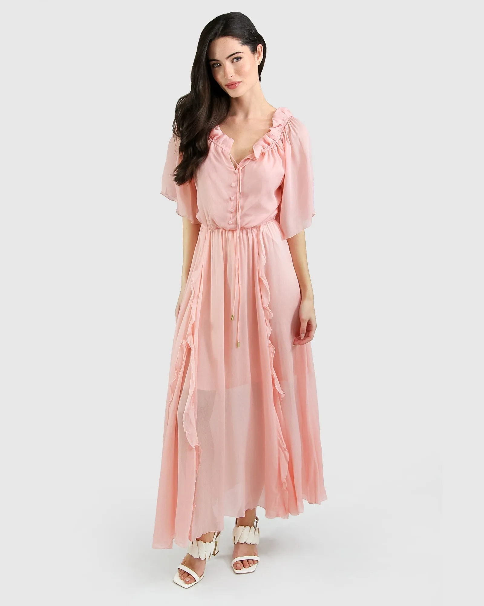 Amour Amour Ruffled Midi Dress - Desert Rose FINAL SALE