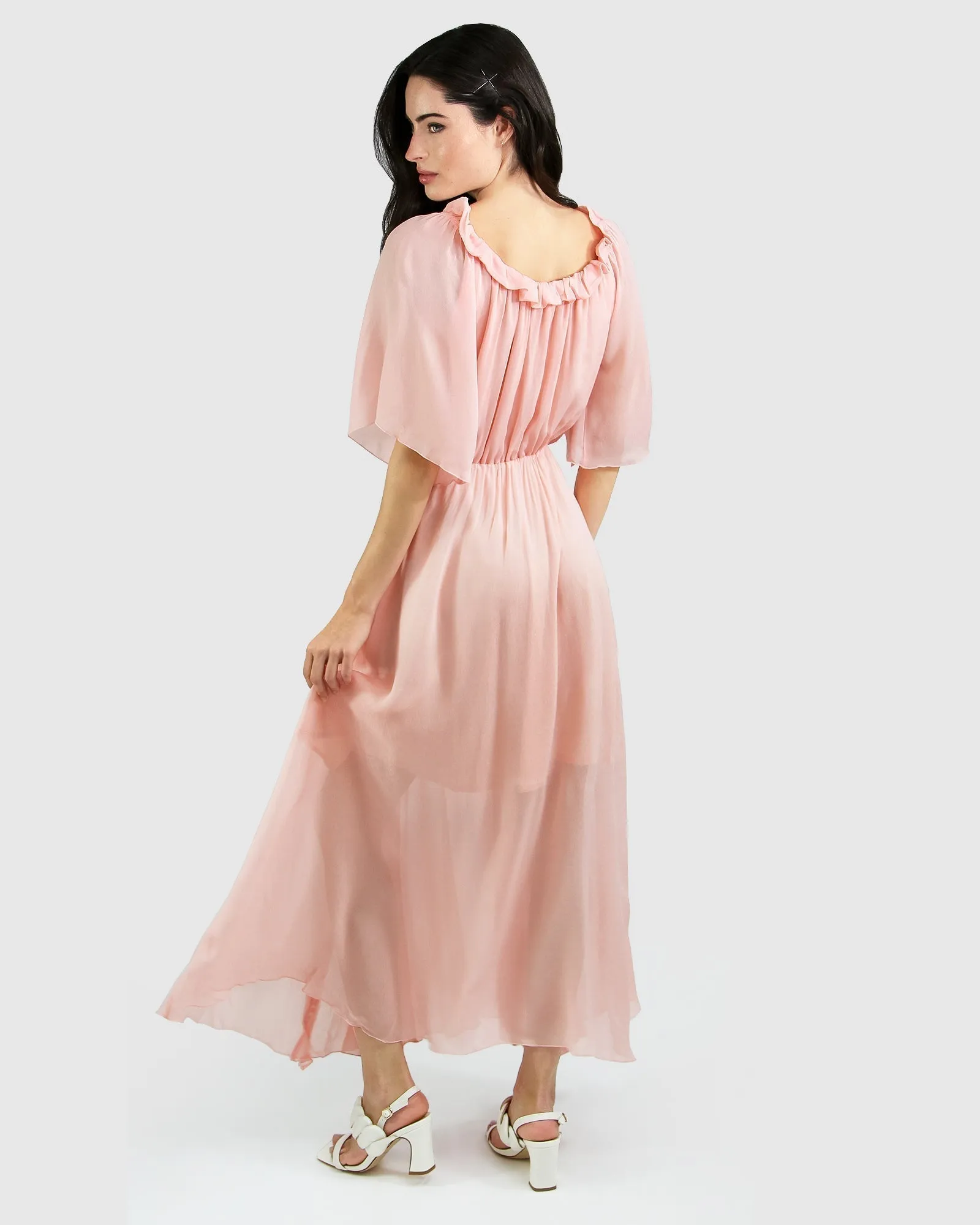 Amour Amour Ruffled Midi Dress - Desert Rose FINAL SALE