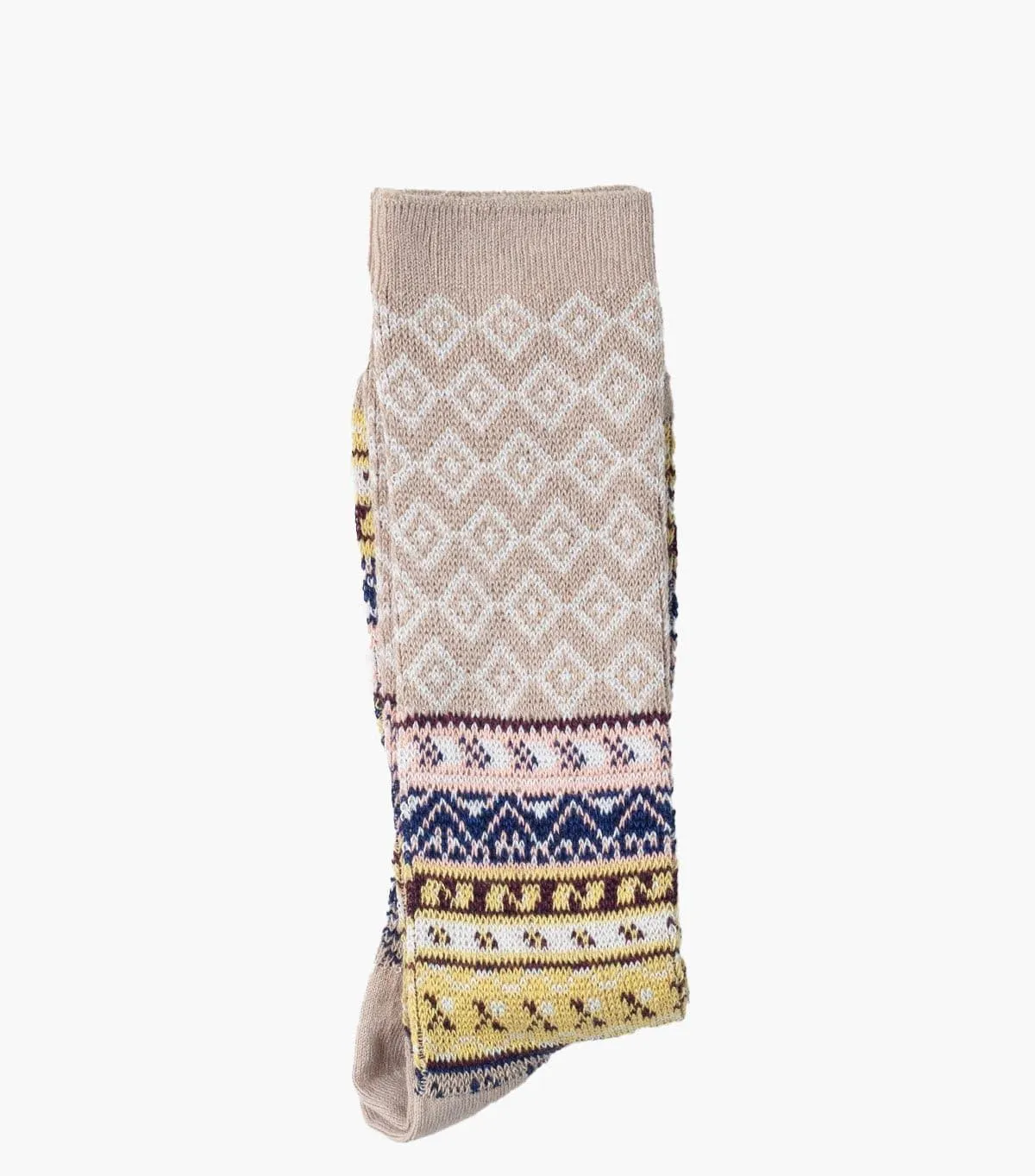 Anonymous Ism Fair Isle JQ Crew Sock Beige