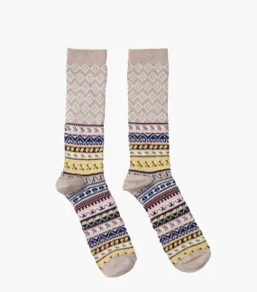 Anonymous Ism Fair Isle JQ Crew Sock Beige