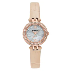Armitron Pink Leather with Crystals Mother of Pearl Dial Women's Watch - 755632MPRGBH