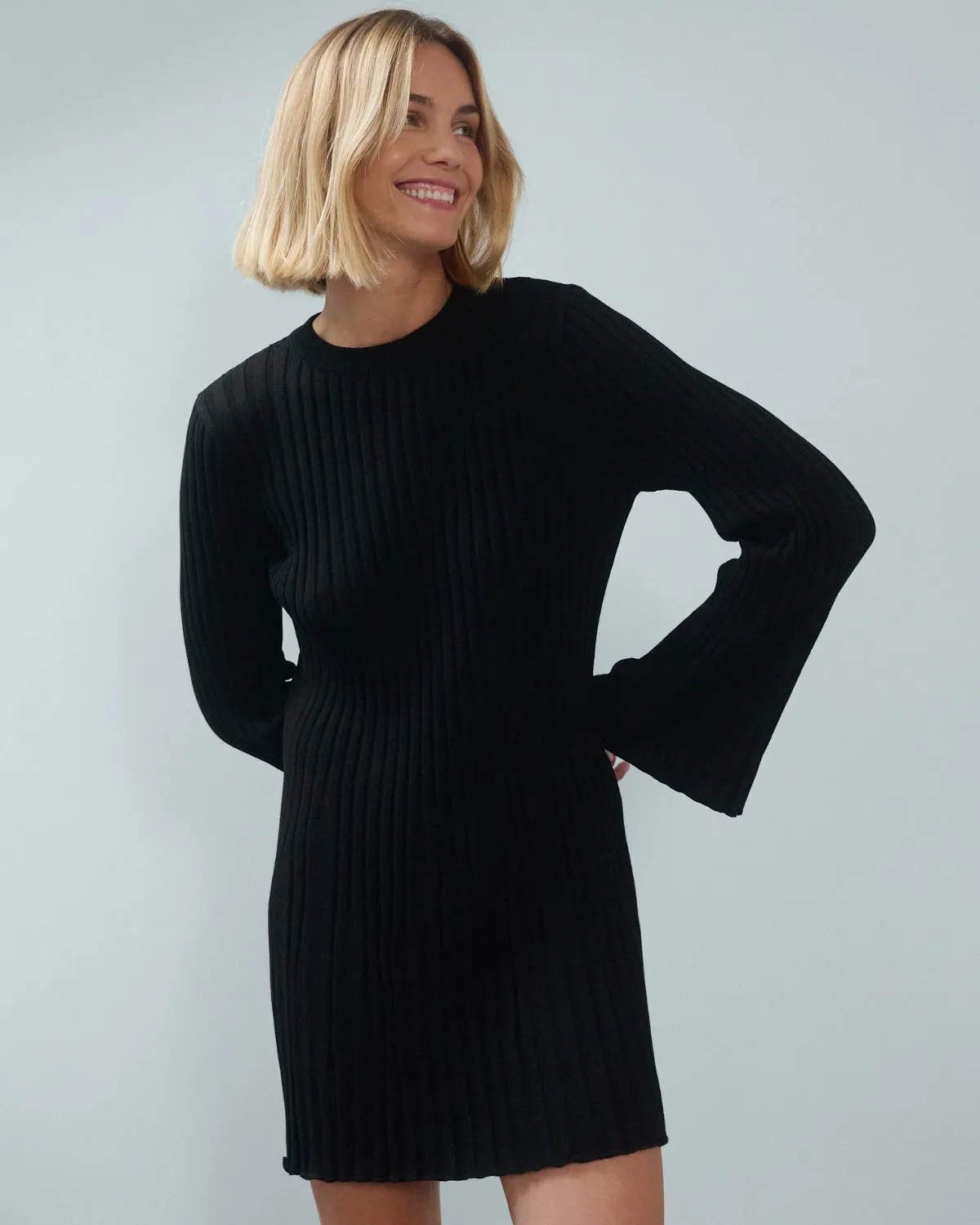 Aušra: Black Cotton Mini Dress