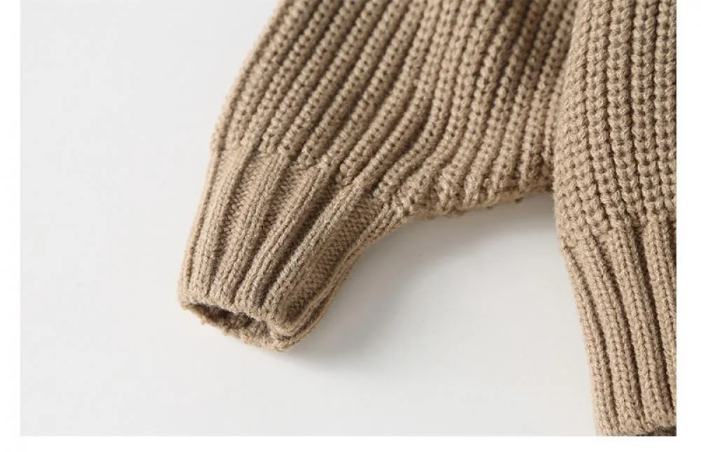 Autumn Winter Boys and Girls Solid Color Pullover Sweater Wholesale Kids Clothes