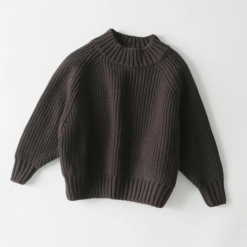 Autumn Winter Boys and Girls Solid Color Pullover Sweater Wholesale Kids Clothes