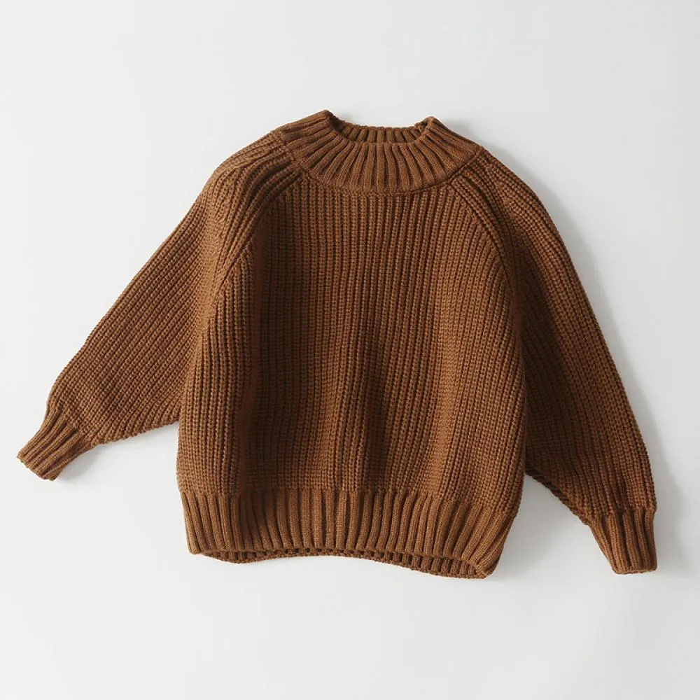 Autumn Winter Boys and Girls Solid Color Pullover Sweater Wholesale Kids Clothes