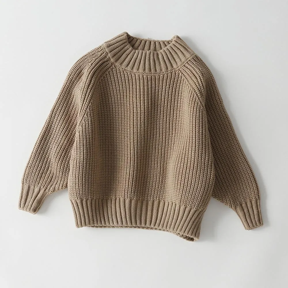 Autumn Winter Boys and Girls Solid Color Pullover Sweater Wholesale Kids Clothes