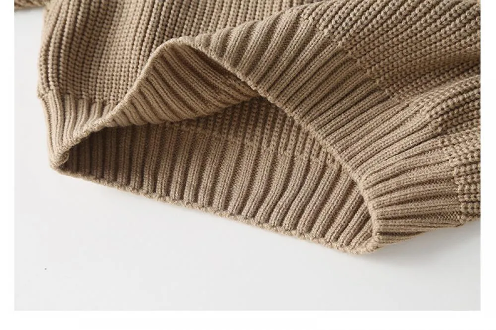 Autumn Winter Boys and Girls Solid Color Pullover Sweater Wholesale Kids Clothes