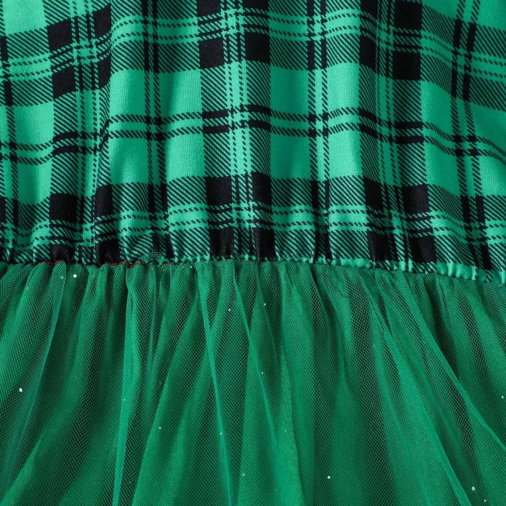 Autumn/Winter Toddler Girls Christmas Plaid Mesh Dress Wholesale Girls Dress