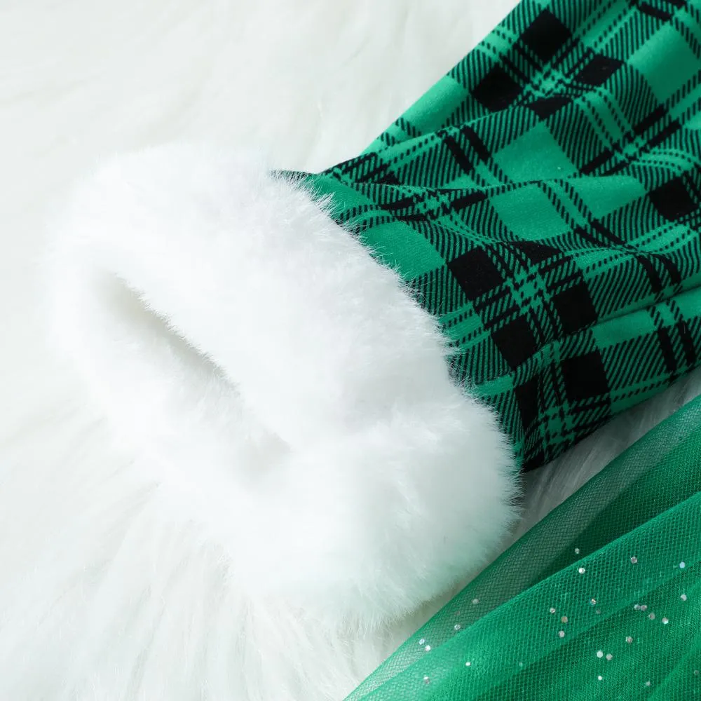 Autumn/Winter Toddler Girls Christmas Plaid Mesh Dress Wholesale Girls Dress