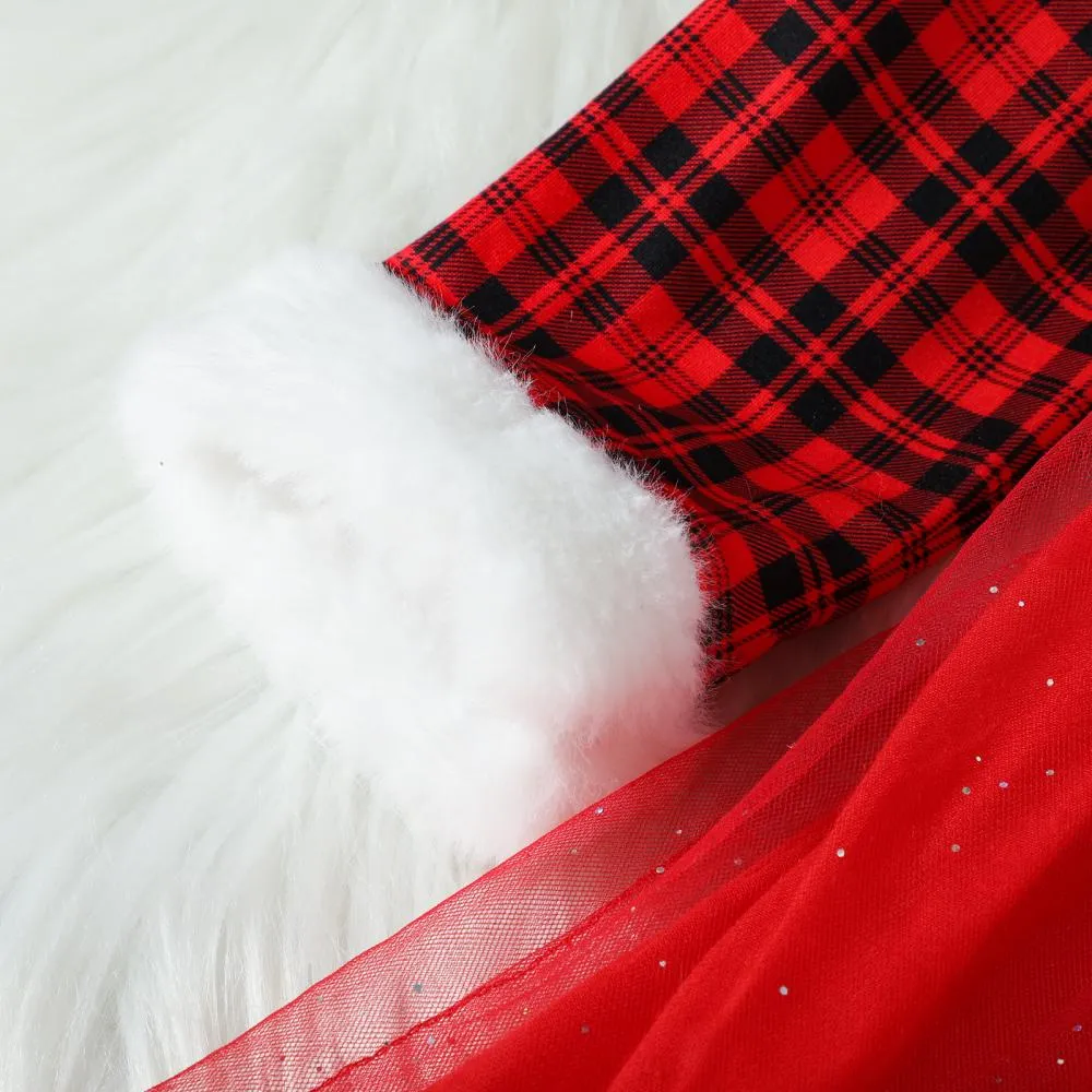Autumn/Winter Toddler Girls Christmas Plaid Mesh Dress Wholesale Girls Dress