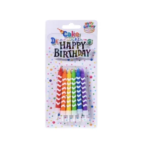 Birthday Candles with Cake Holders - 12 Pieces