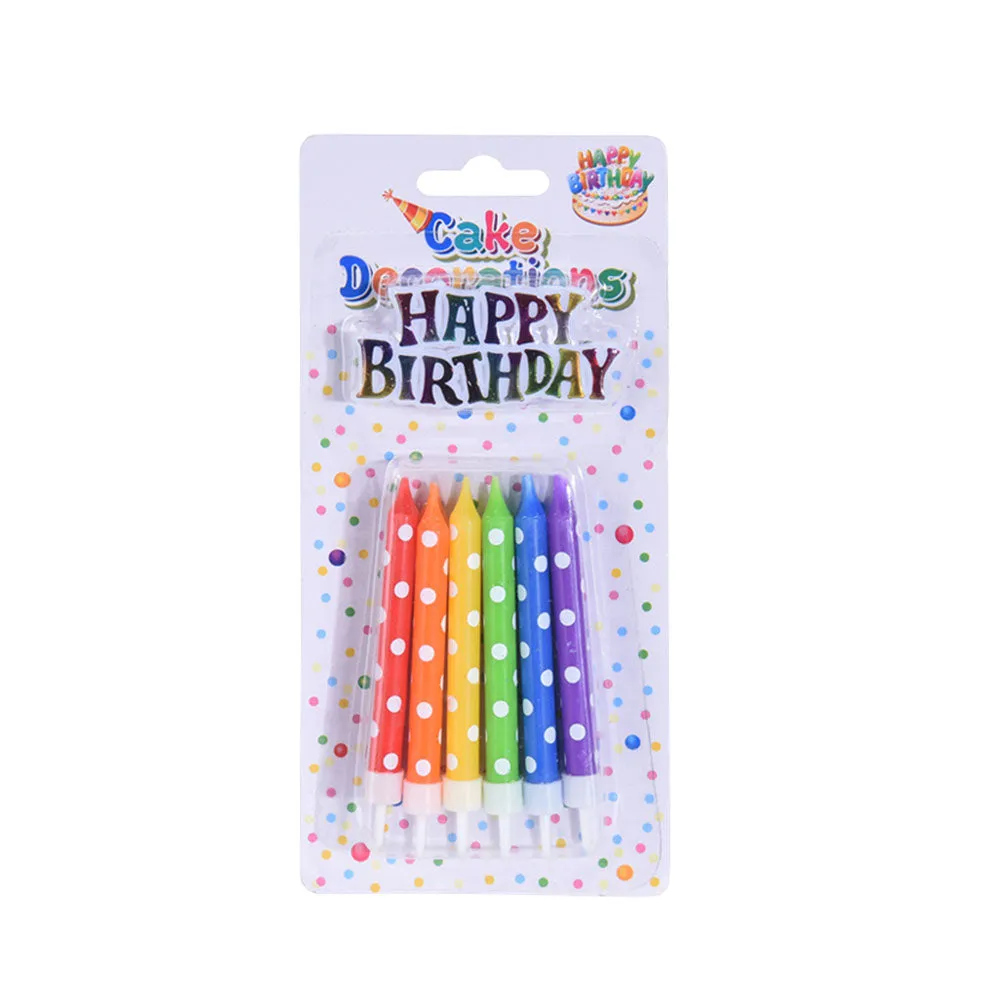 Birthday Candles with Cake Holders - 12 Pieces