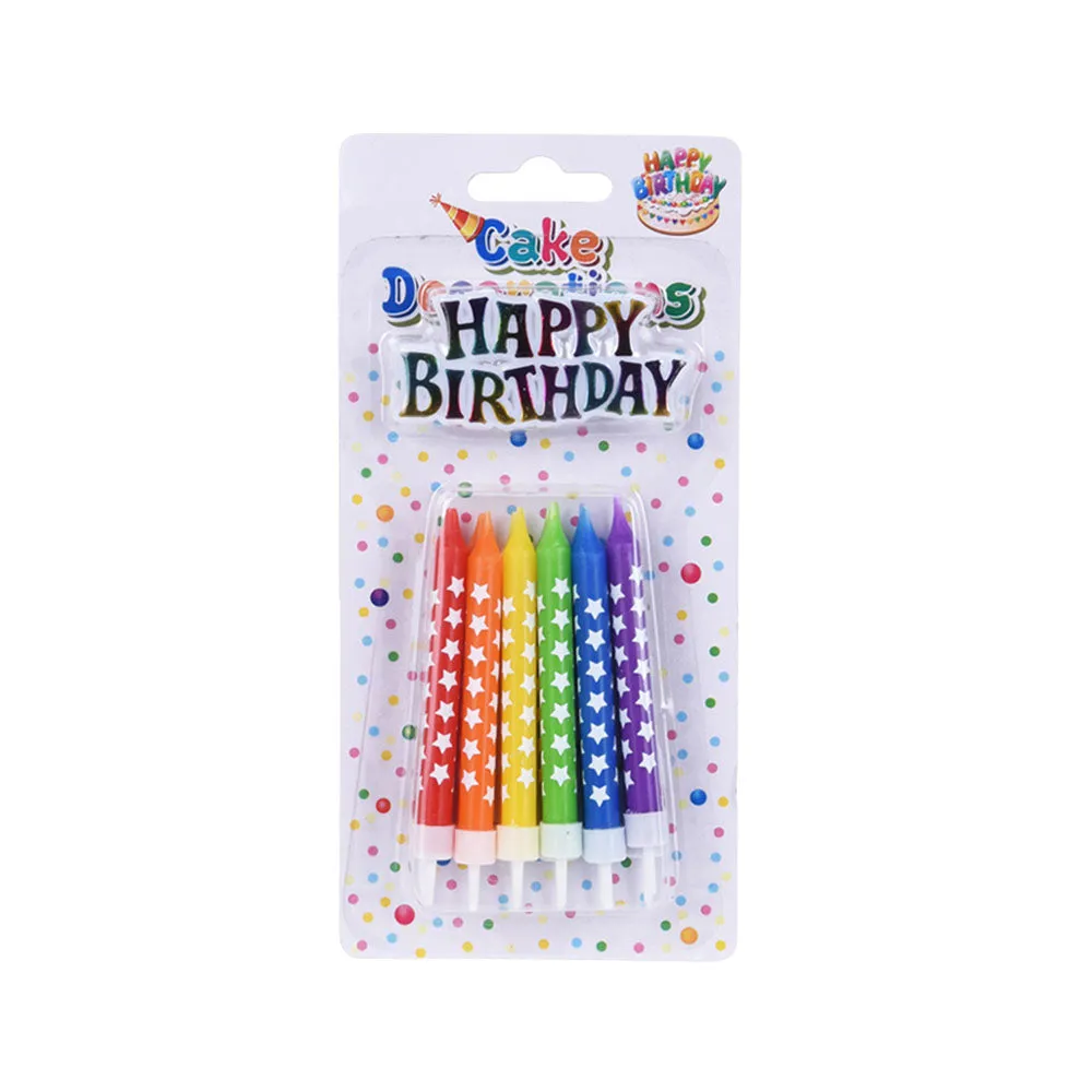 Birthday Candles with Cake Holders - 12 Pieces