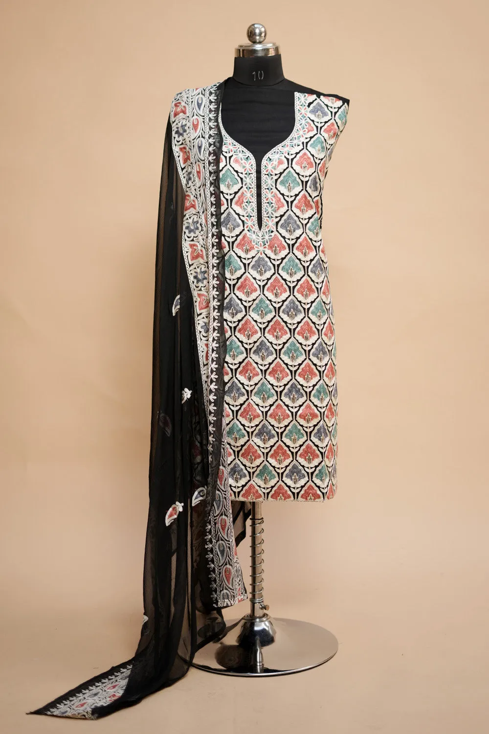 Black Colour Designer Aari Work Salwar Kameez With Running Tulip Jaal  Pattern