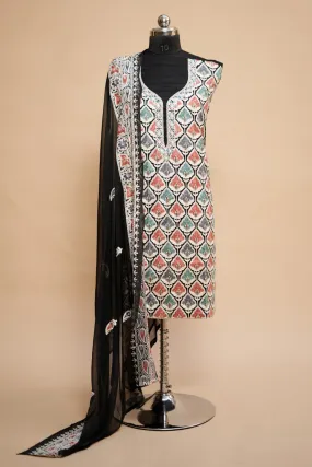 Black Colour Designer Aari Work Salwar Kameez With Running Tulip Jaal  Pattern