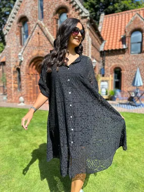 Black Delicate Mesh Multi Patterned Dress Willow