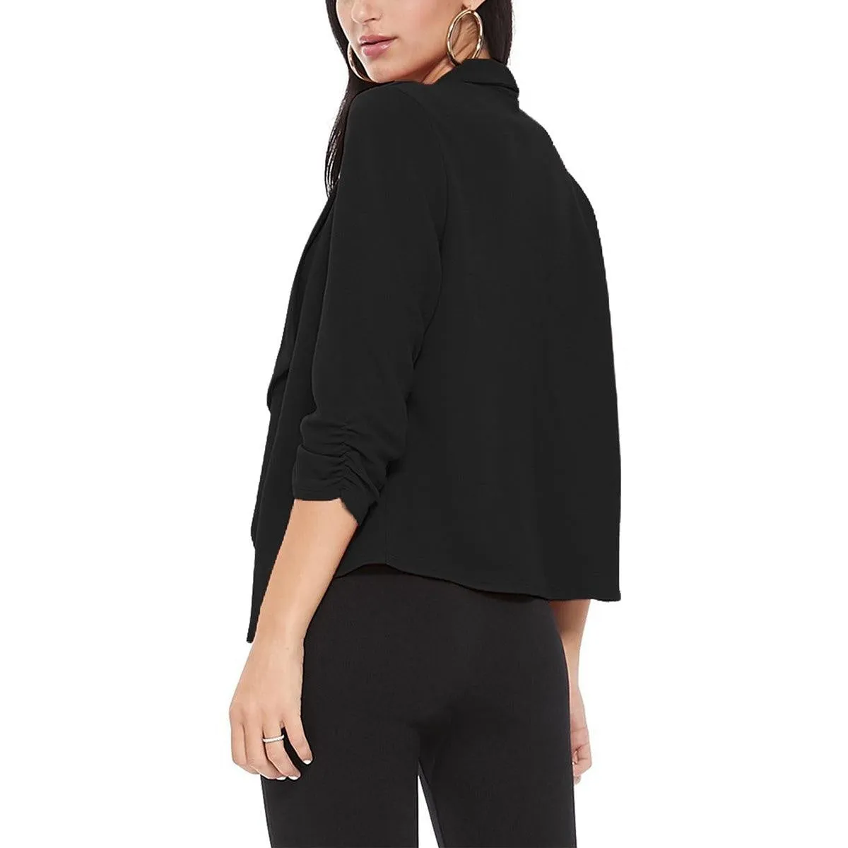 Black Solid Draped Blazer