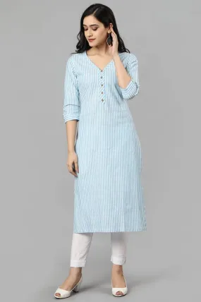 Blue V Neck Candy Cane Kurta