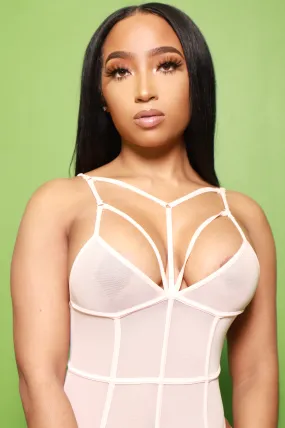 Blush Of Passion Mesh Bodysuit - Peach Nude