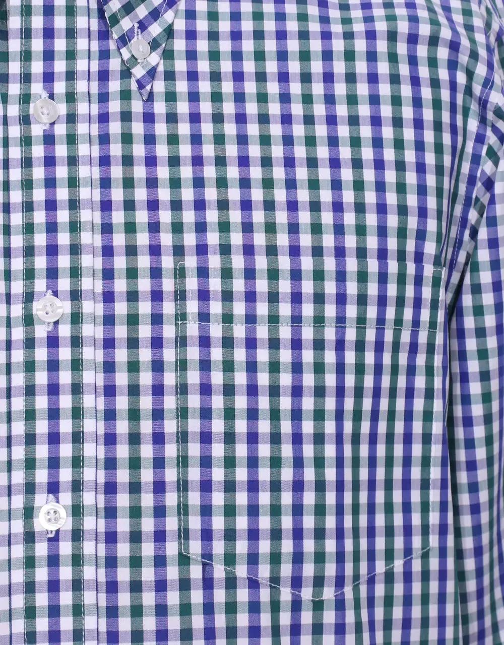 Button Down Shirt - Blue And Green Gingham Check Shirt