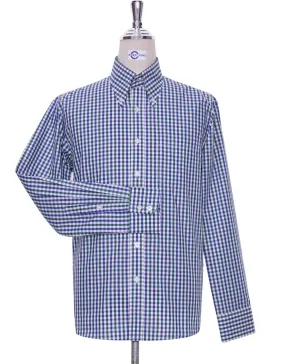 Button Down Shirt - Blue And Green Gingham Check Shirt