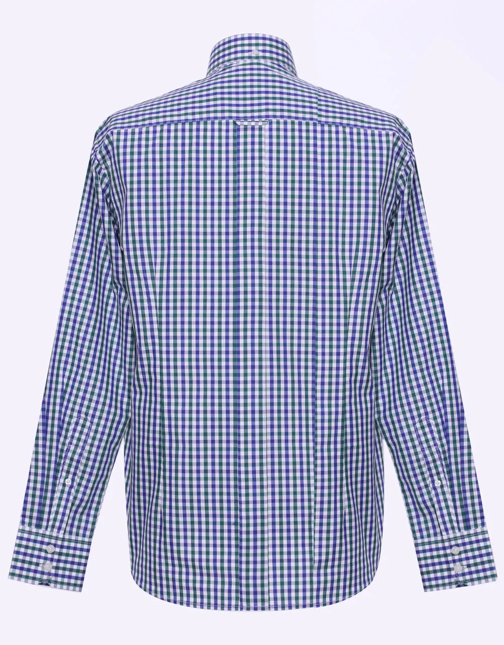 Button Down Shirt - Blue And Green Gingham Check Shirt