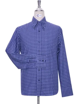 Button Down Shirt - Blue Gingham Check Shirt