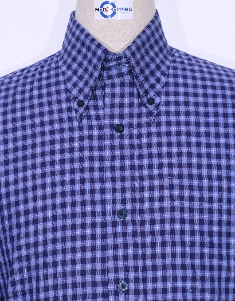 Button Down Shirt - Blue Gingham Check Shirt