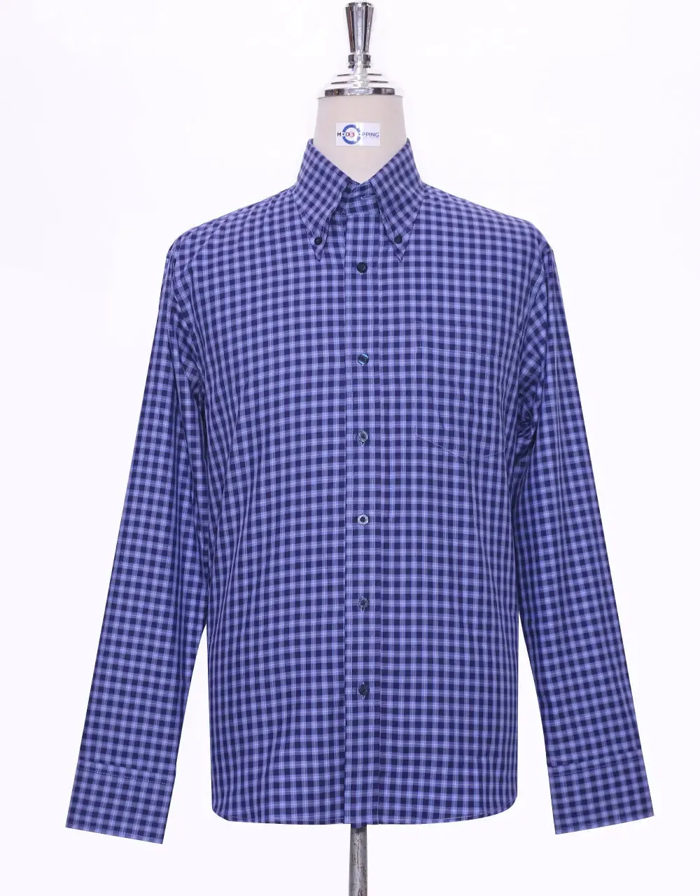 Button Down Shirt - Blue Gingham Check Shirt