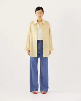 Caprice Shirt Cotton Seersucker Stripe Yellow