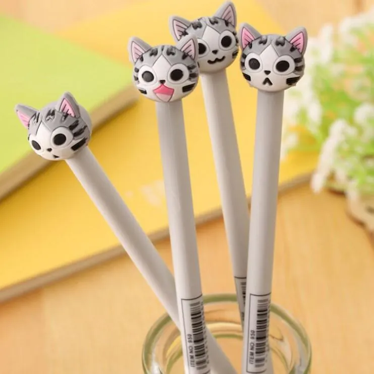 Cat Gel Pen - Grey - Set of 4
