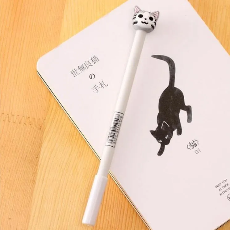 Cat Gel Pen - Grey - Set of 4