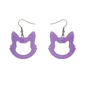 Cat Head Bubble Resin Drop Earrings - Purple