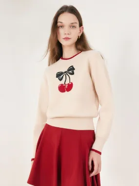 Cherry Print Jacquard Woven Top