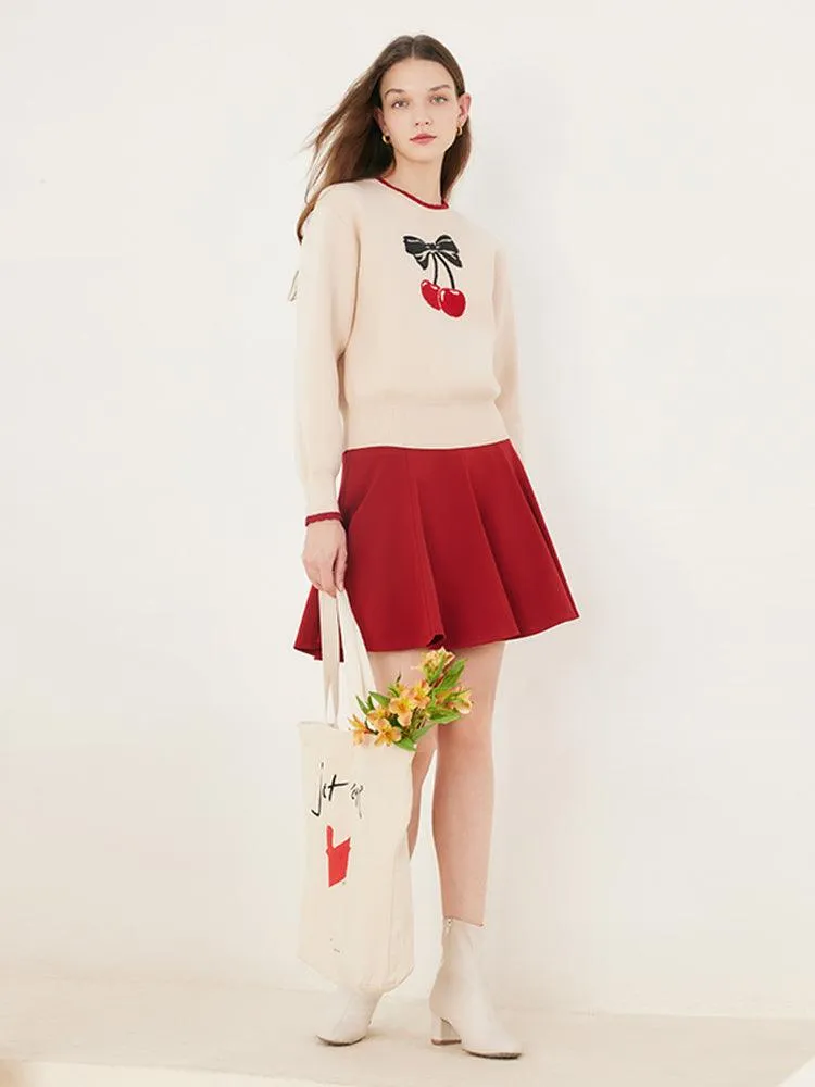 Cherry Print Jacquard Woven Top
