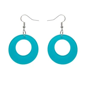 Circle Bubble Resin Drop Earrings -Teal