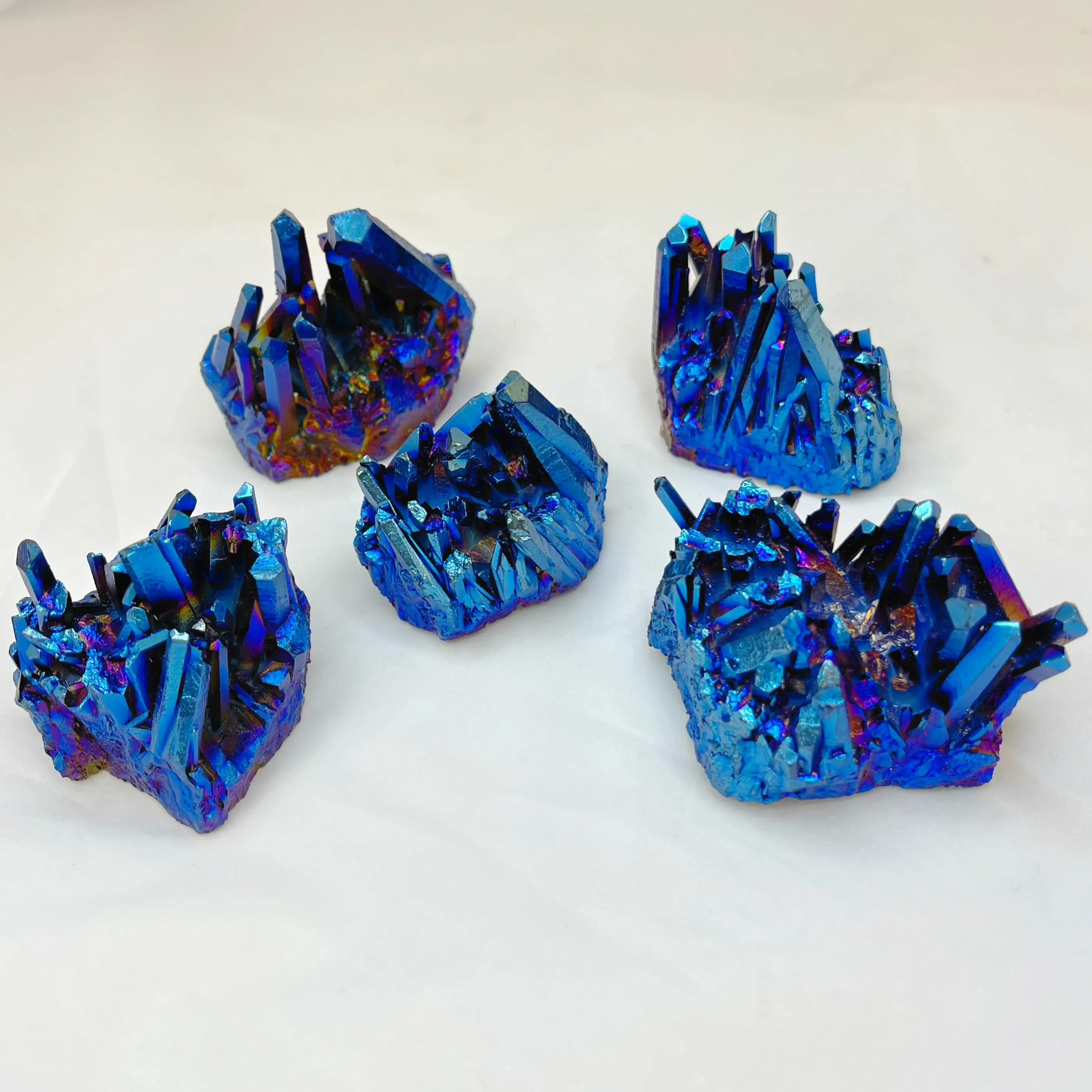 Cobalt Aura Quartz Clusters