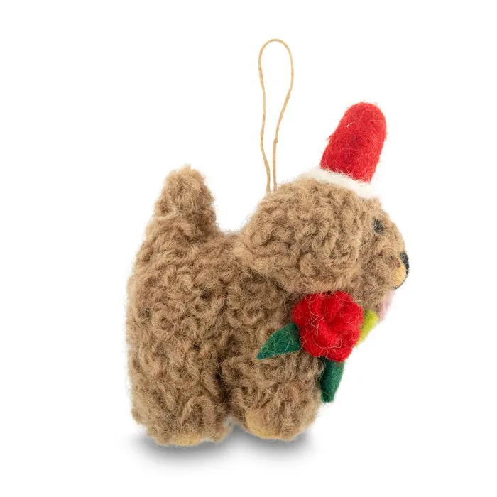 Cockapoo with Santa Hat Poppy Felt Christmas Decoration
