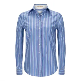 Colorful Blue Striped Cotton Shirt